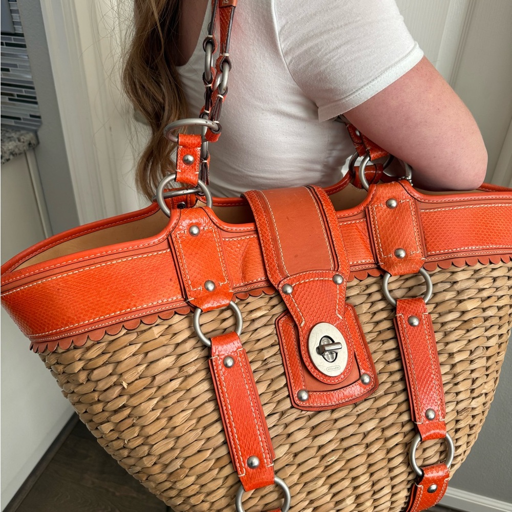 COACH XL Jasmine Straw Tote Bag Est. 1941